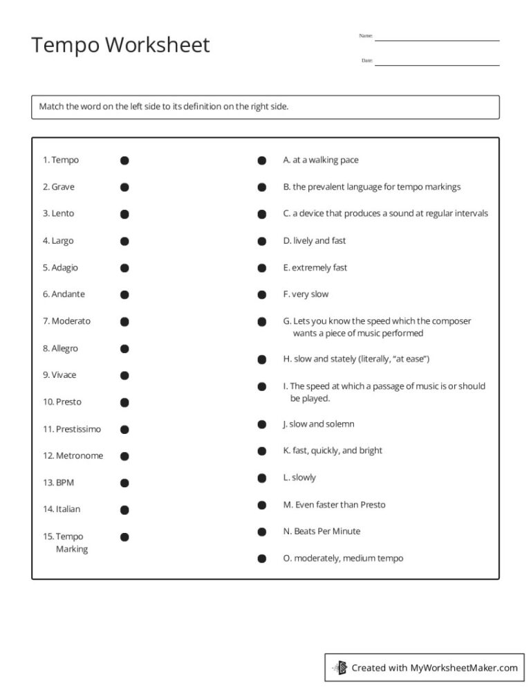 Tempo Worksheet My Worksheet Maker Create Your Own Worksheets