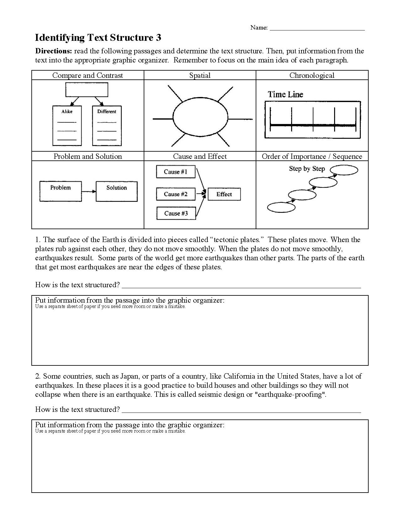 Text Structure Worksheets Reading Activities Text Structure Worksheets Reading Activities