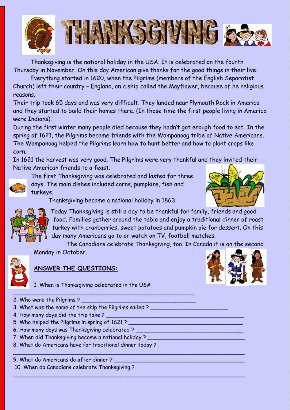 Thanksgiving Reading Comprehension Worksheet Live Worksheets Worksheets Library Thanksgiving Reading Comprehension Worksheet Live Worksheets Worksheets Library