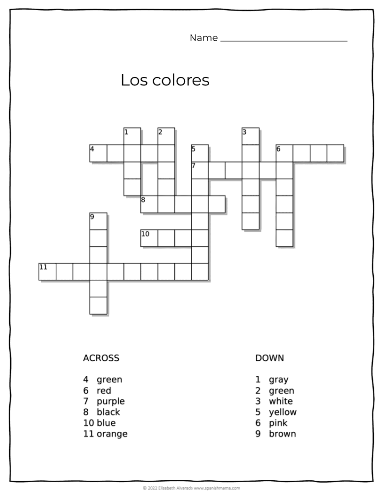 The Colors In Spanish Printable Worksheets And Flashcards