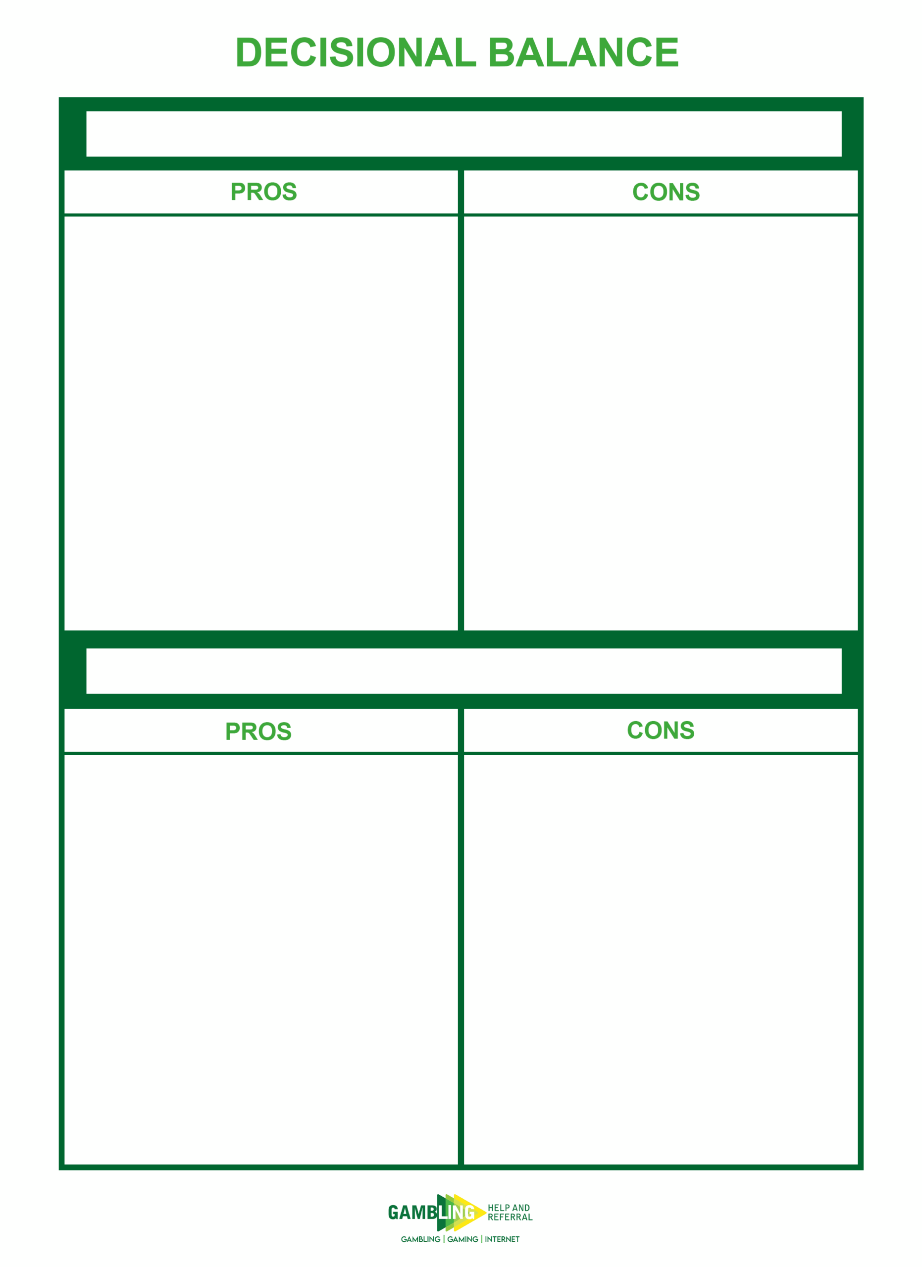 The Decisional Balance A Major Step Towards Change The Decisional Balance A Major Step Towards Change