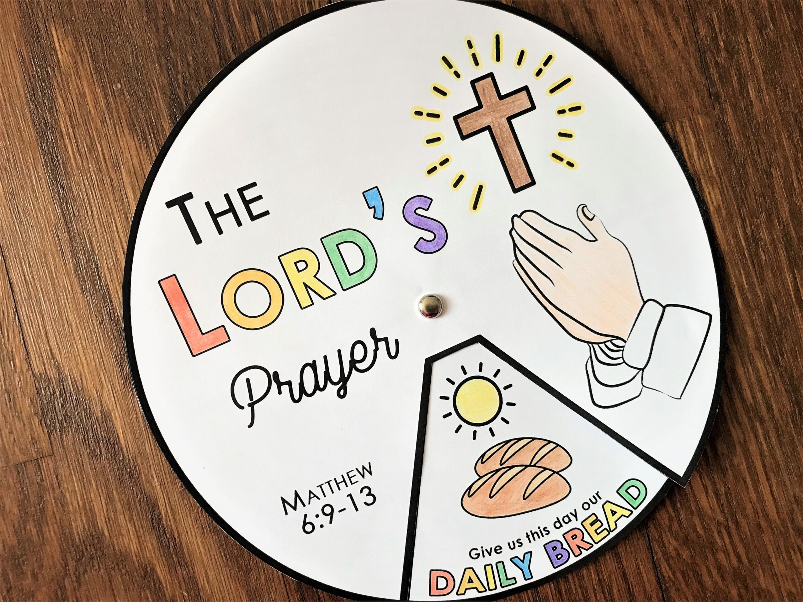 The Lord s Prayer Coloring Wheel Printable Bible Activity Watercolor Kids Bible Lesson Memory Game Sunday School Etsy
