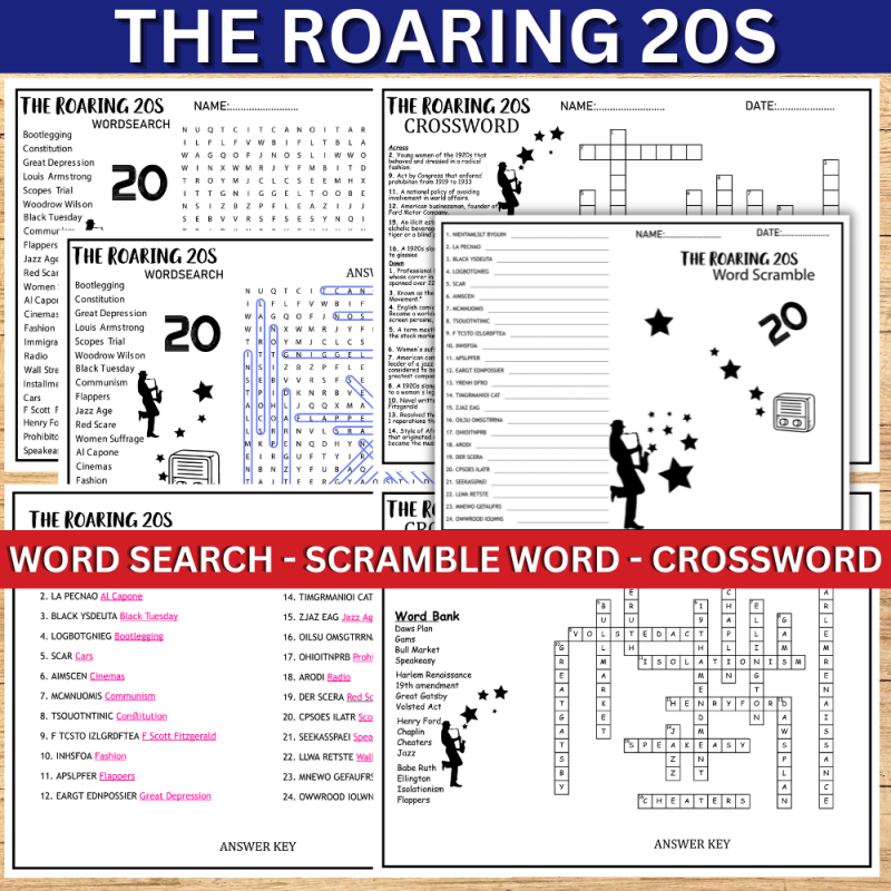 The Roaring 20s TWENTIES Worksheet Activity Worksheets Library The Roaring 20s TWENTIES Worksheet Activity Worksheets Library