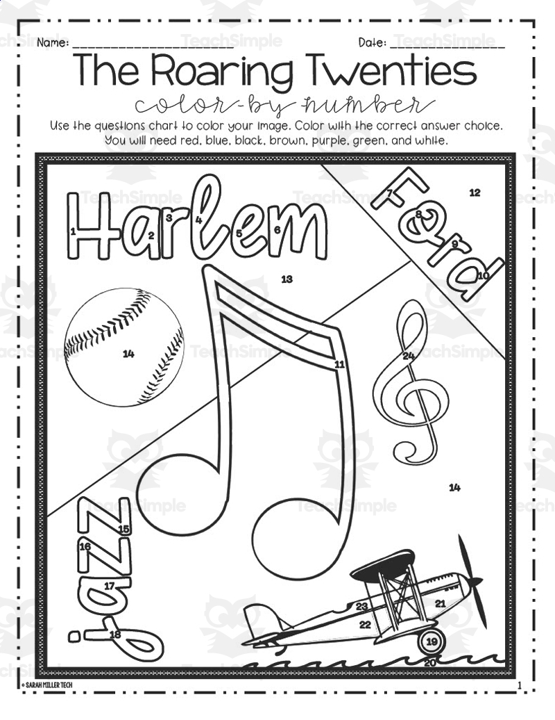 The Roaring Twenties Color By Number The Roaring Twenties Color By Number