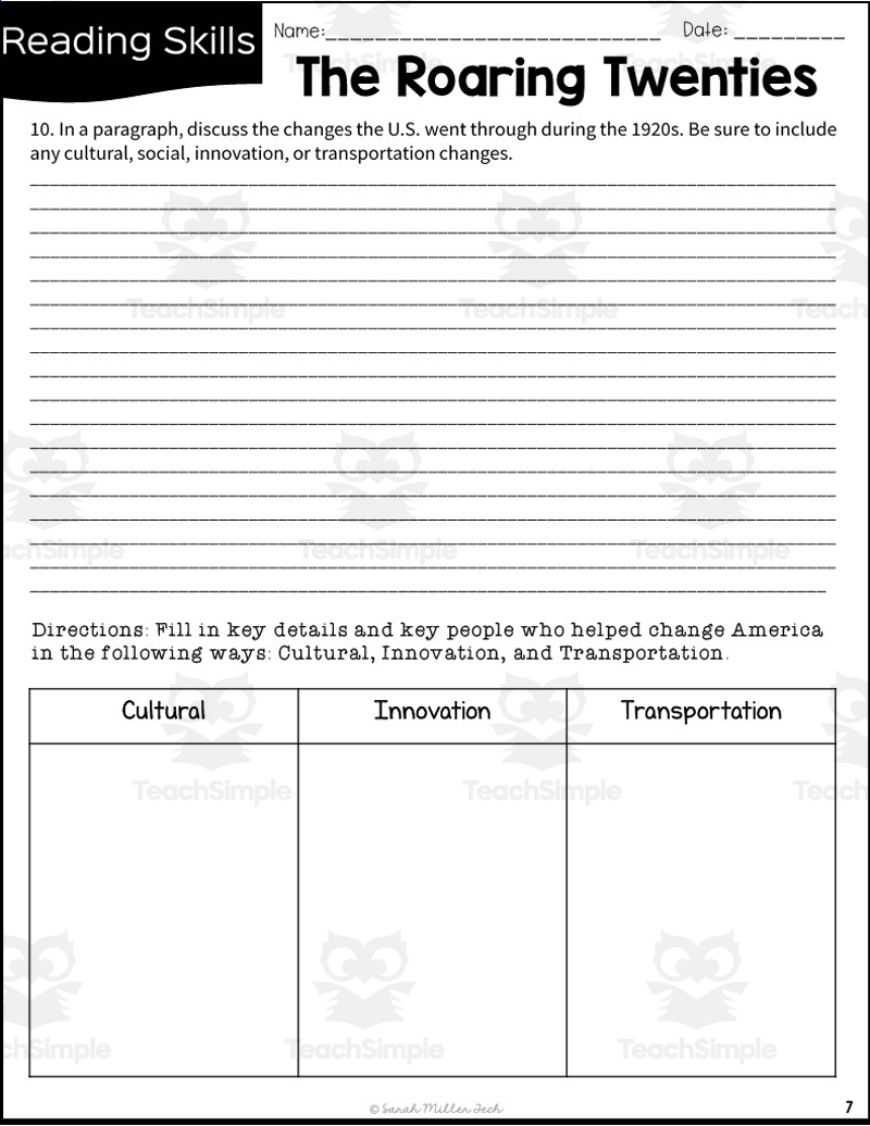 The Roaring Twenties Reading Packet Worksheets Library The Roaring Twenties Reading Packet Worksheets Library