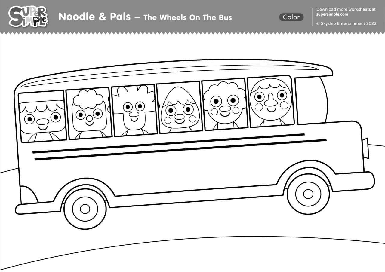 The Wheels On The Bus Noodle U0026 Pals Version Coloring Page The Wheels On The Bus Noodle U0026 Pals Version Coloring Page