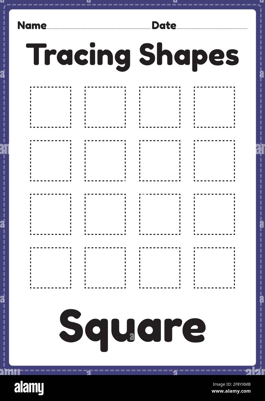Tracing Square Shapes Worksheet For Kindergarten Hi res Stock Photography And Images Alamy