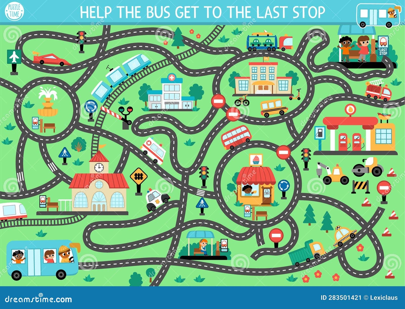 Transportation Maze For Kids With City Landscape Cars Passengers Places Urban Transport Preschool Printable Activity Stock Vector Illustration Of Seek Vector 283501421