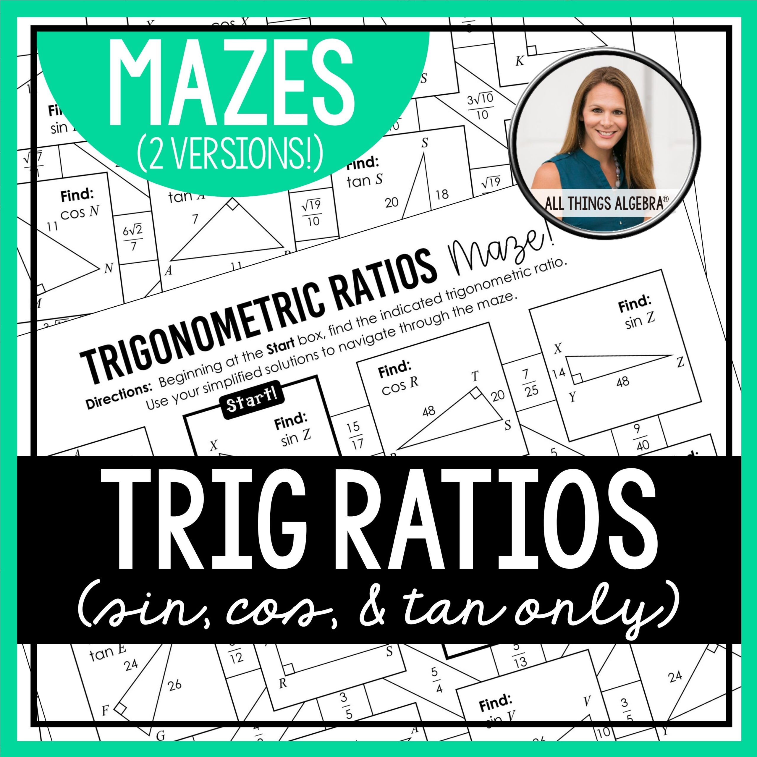 Trigonometric Ratios sin Cos Tan Only Mazes