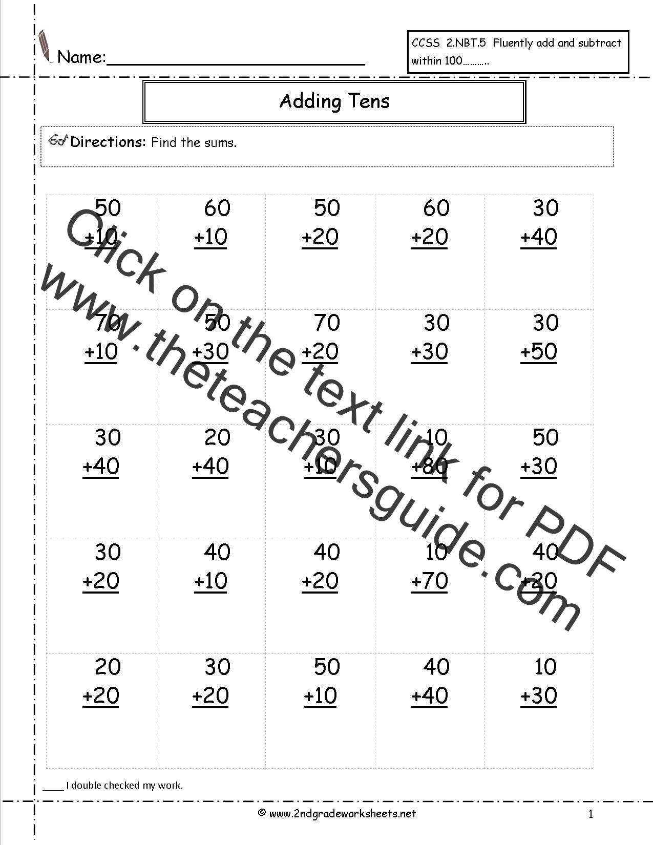 2 Digit Addition Free Printable Worksheets