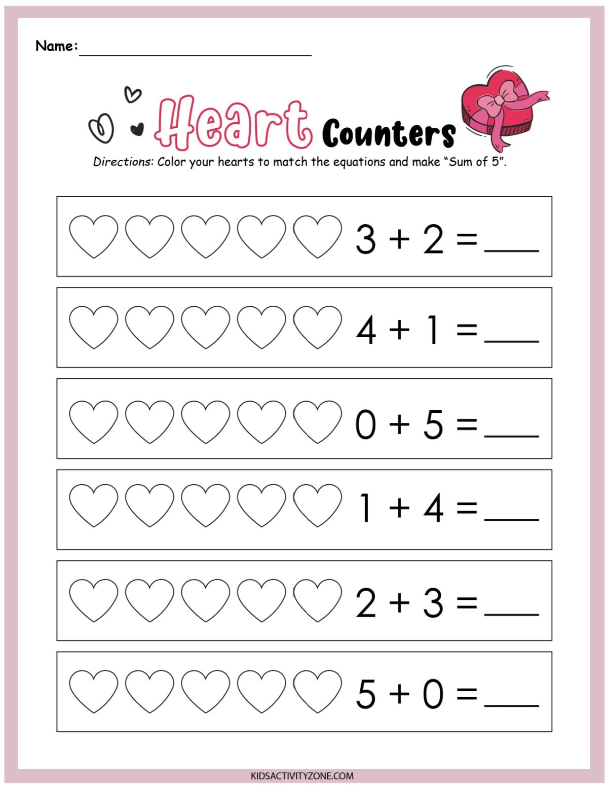 Valentine s Day Math Packet Preschool U0026 Kindergarten Kids 