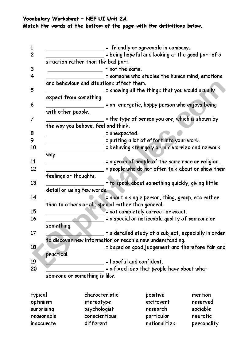 Vocabulary Match New English File Upper Intermediate ESL Worksheet By Nicola5052