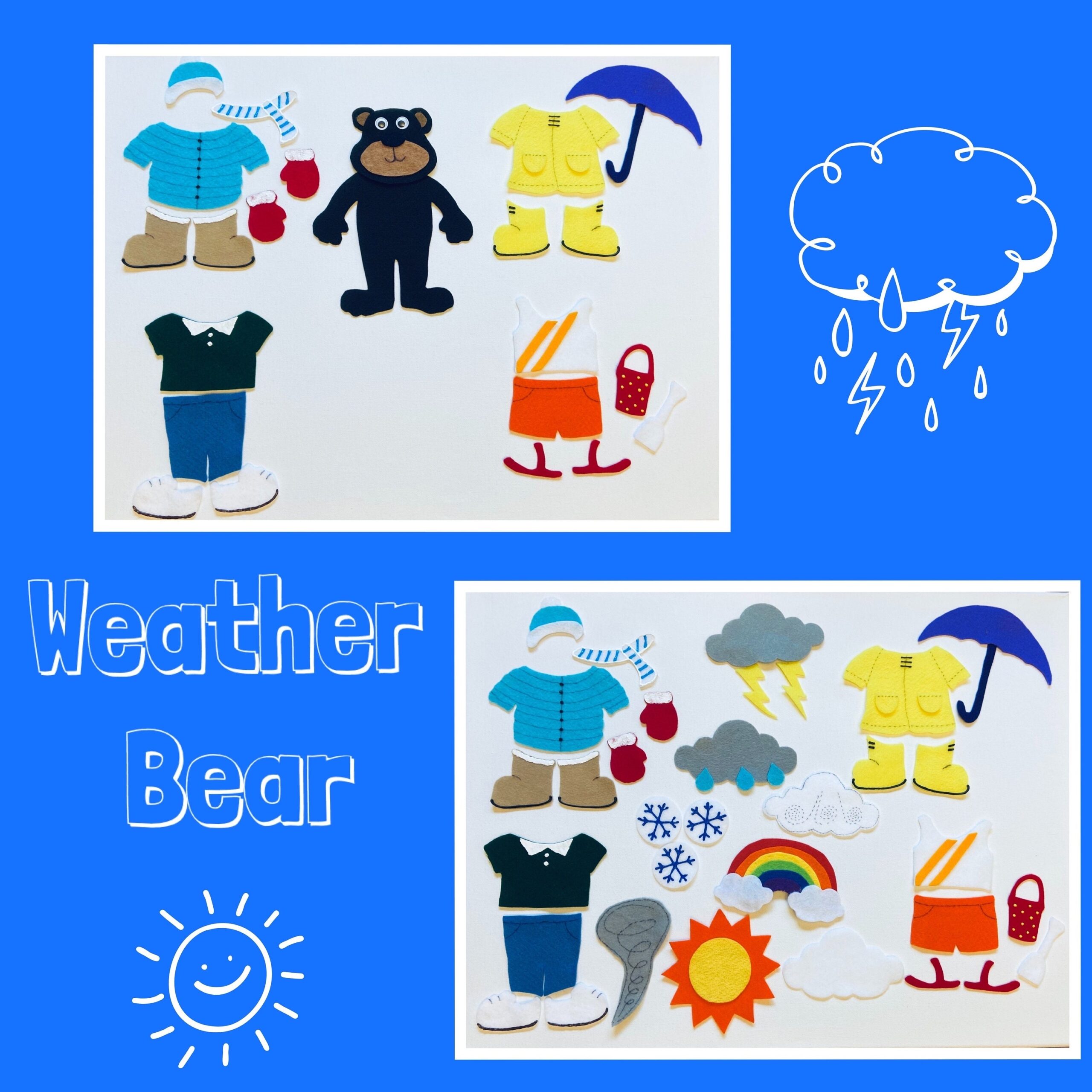 Weather Bear Felt Set Teacher Resource Felt Board Story felt Weather Bear Felt Set Teacher Resource Felt Board Story felt