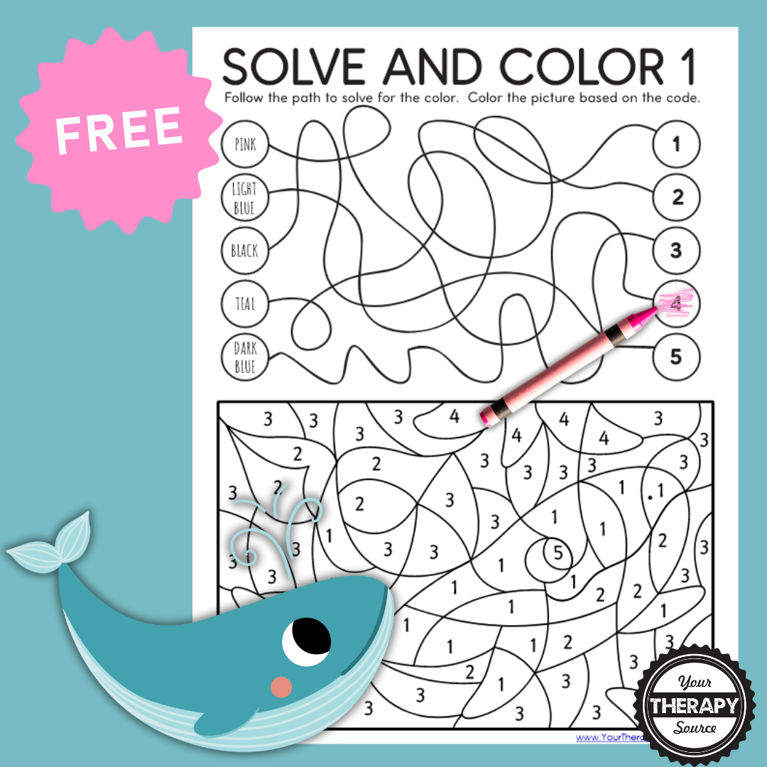 Whale Color By Number Free Printable Your Therapy Source