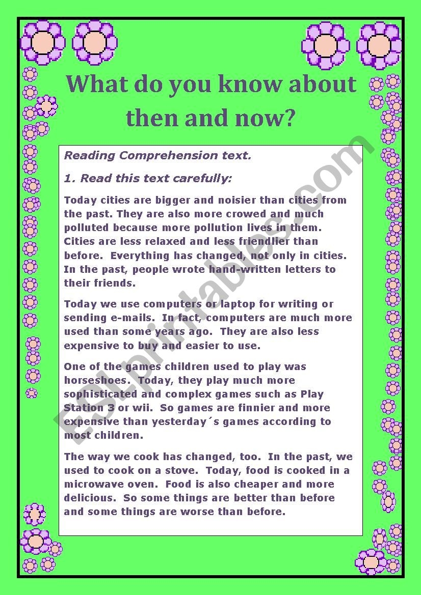 Reading Comprehension Do Now Worksheets