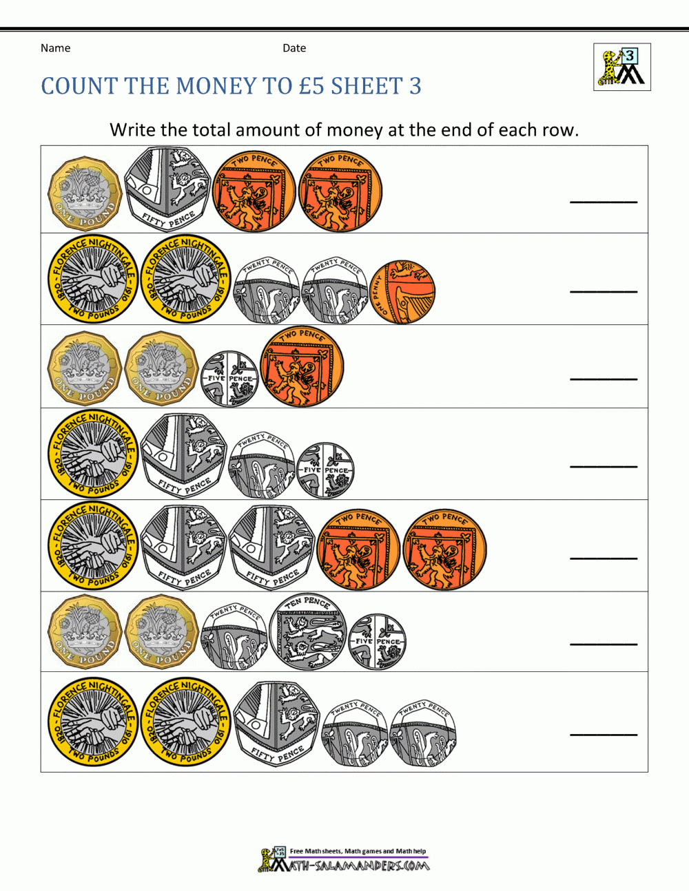 Year 3 Money Worksheets Counting Money To 5 Year 3 Money Worksheets Counting Money To 5