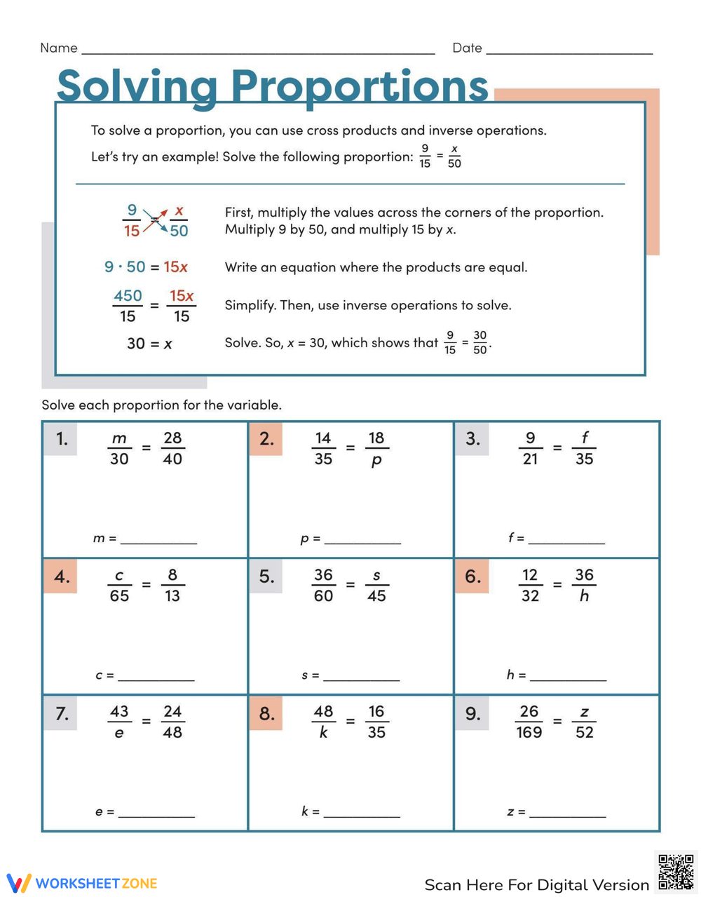 Free Printable Proportion Worksheets