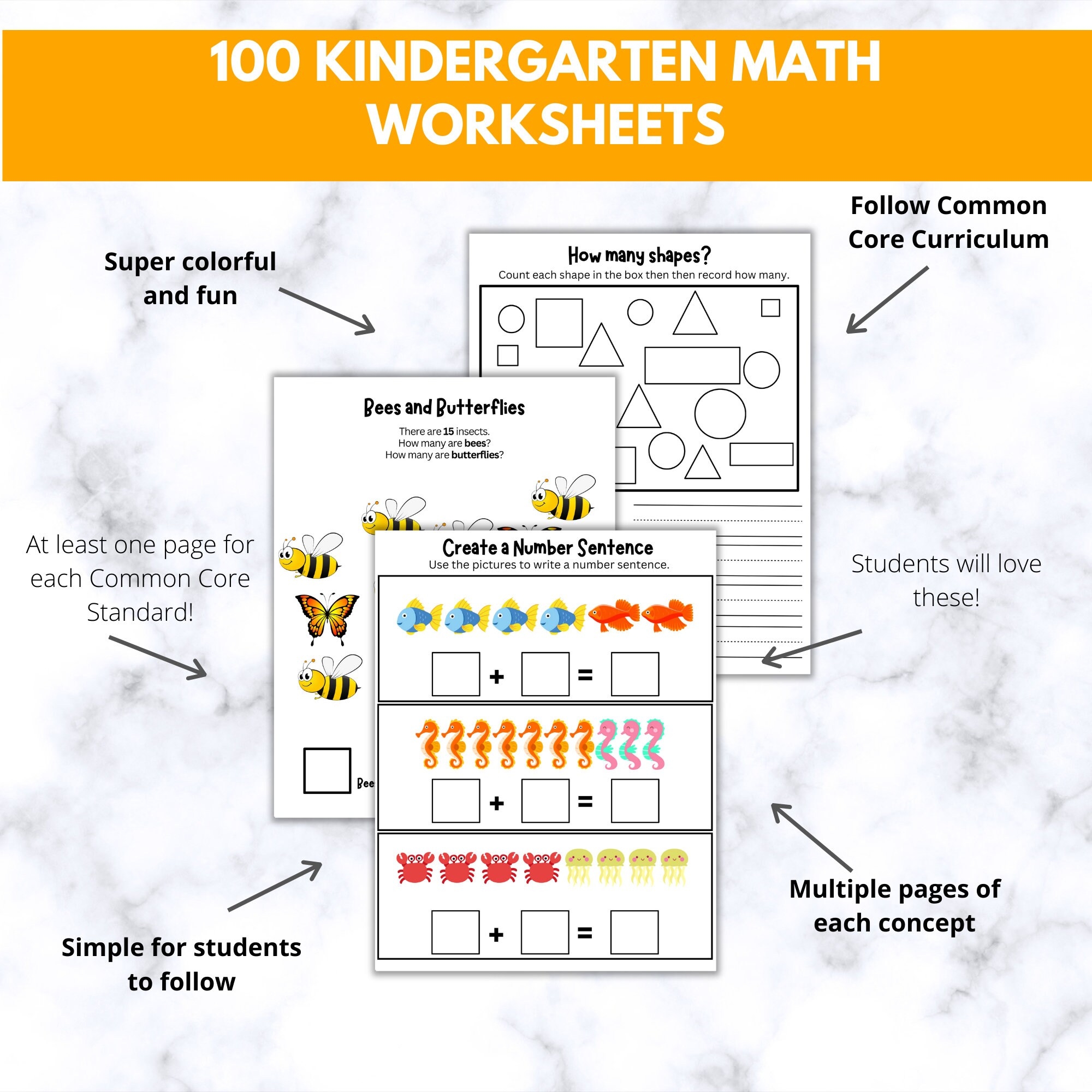 100 Kindergarten Math Common Core Worksheets Printable Instant Worksheets Library