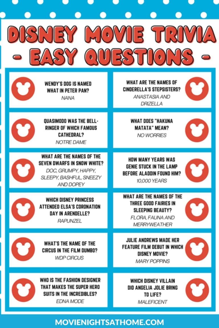 129 Disney Movie Trivia Questions And Answers Printable Worksheets Library