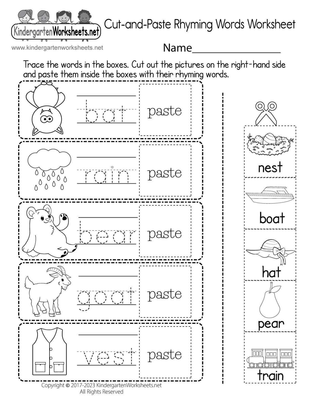 Kindergarten Printable English Worksheets