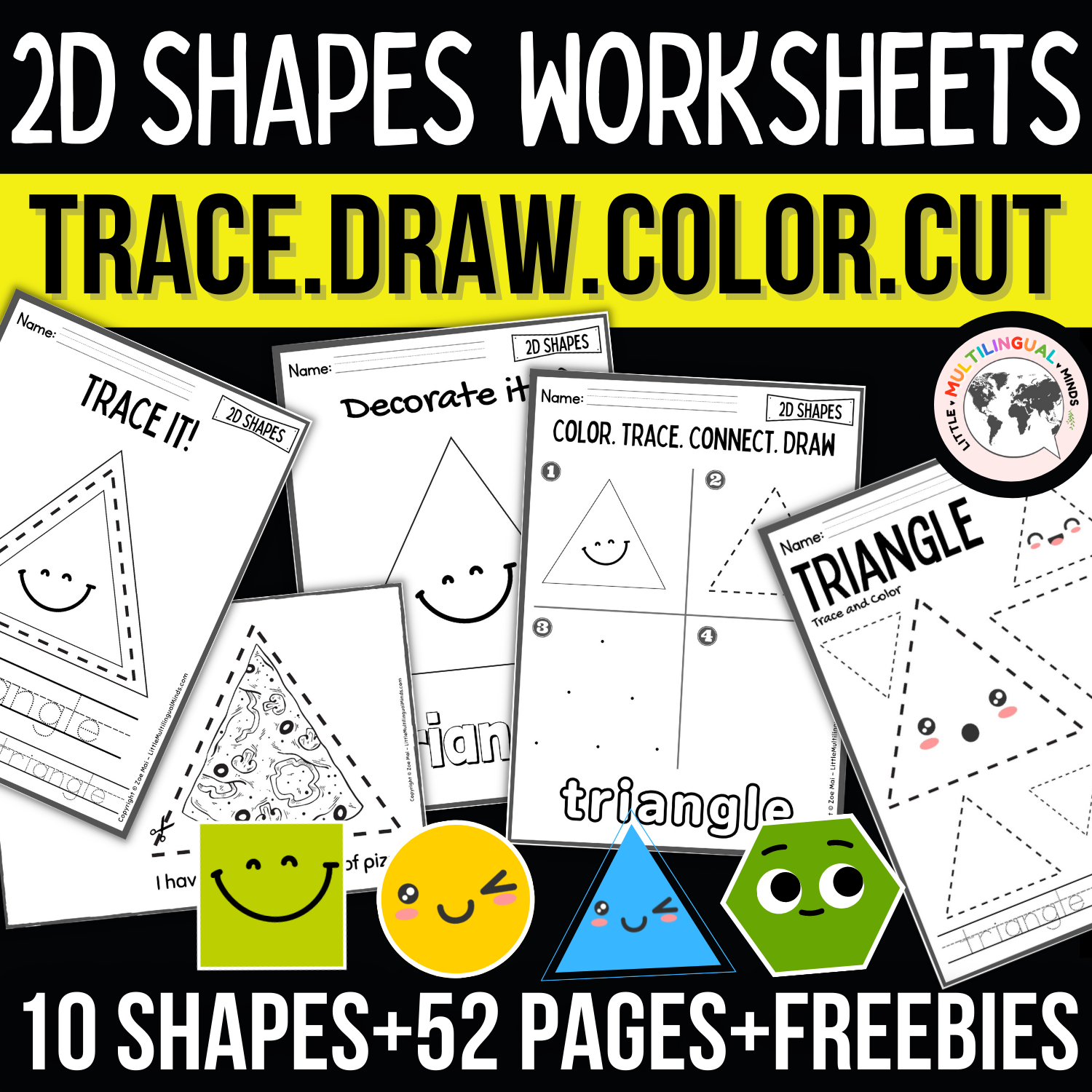 2D Shapes Worksheets Tracing Shapes Drawing Shapes Pre K Kindergarten Math Made By Teachers