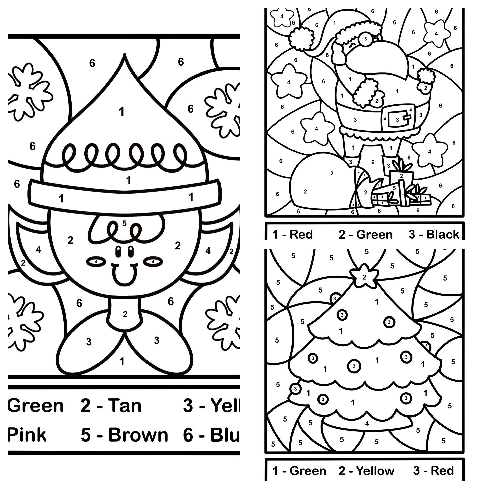 Preschool Christmas Color By Number Printable