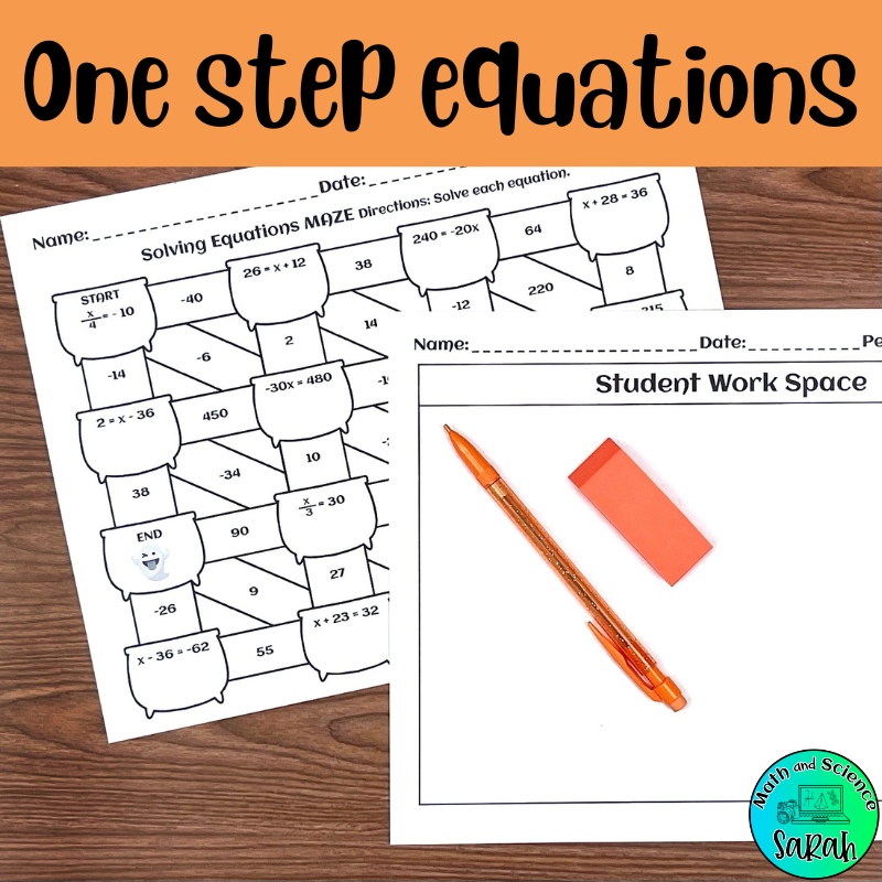 Two Step Equations Maze Worksheet