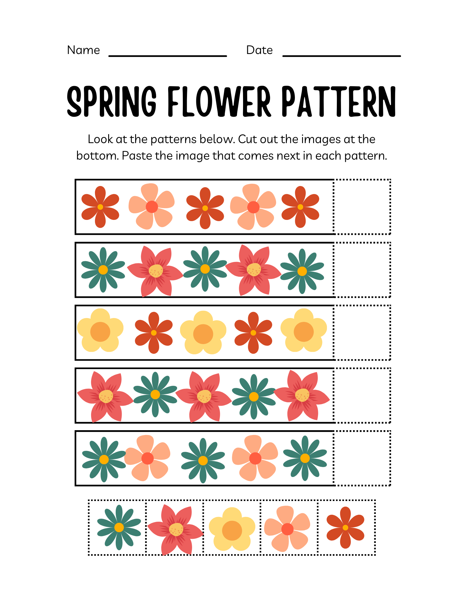 Preschool Pattern Printables Color