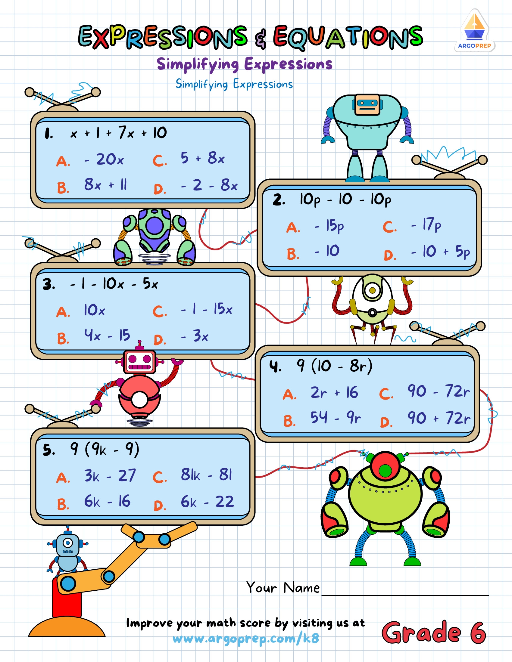 Math Expressions And Equations Worksheets