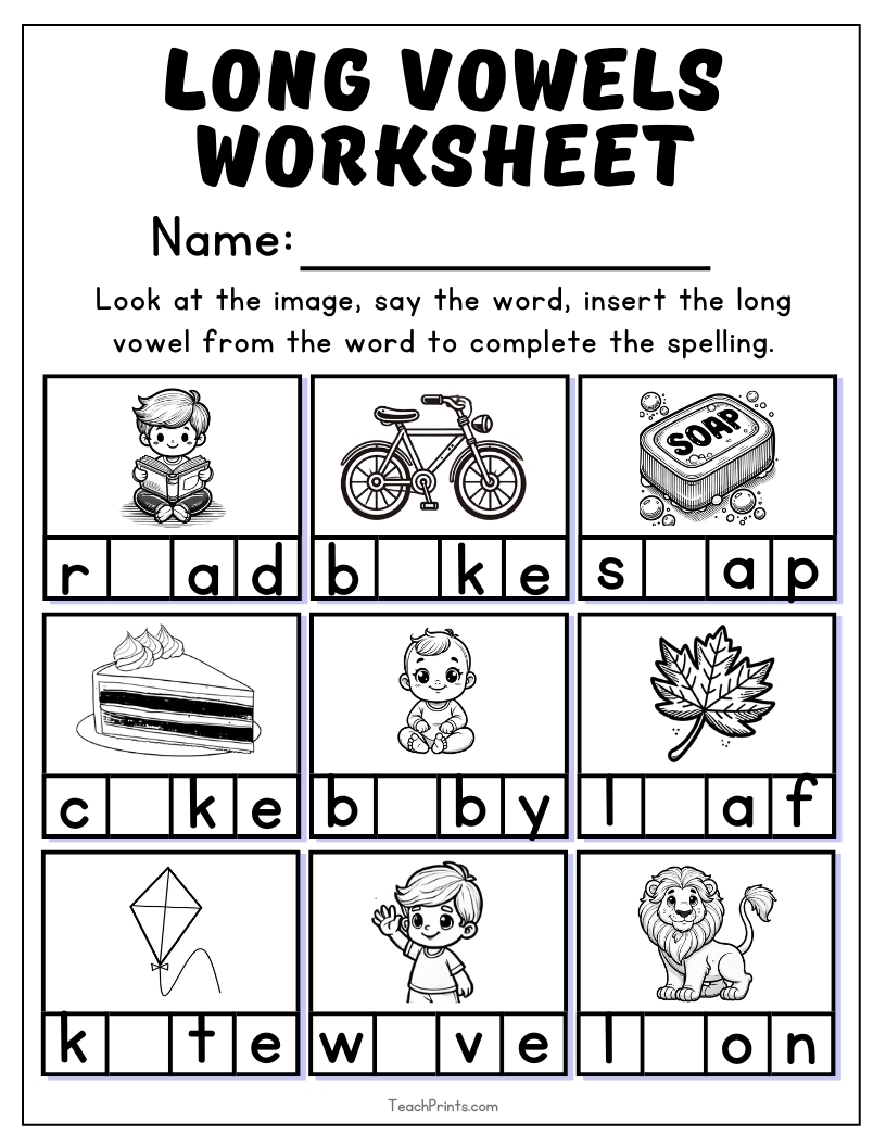 Kindergarten Vowels Printable Worksheets