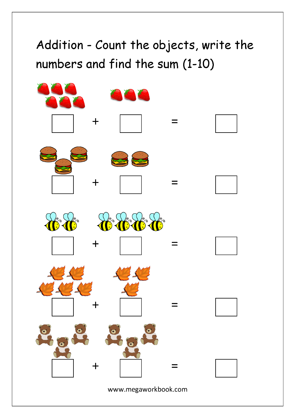 Addition Worksheets For Kindergarten Math Addition Worksheets Addition Worksheets For Kindergarten Math Addition Worksheets