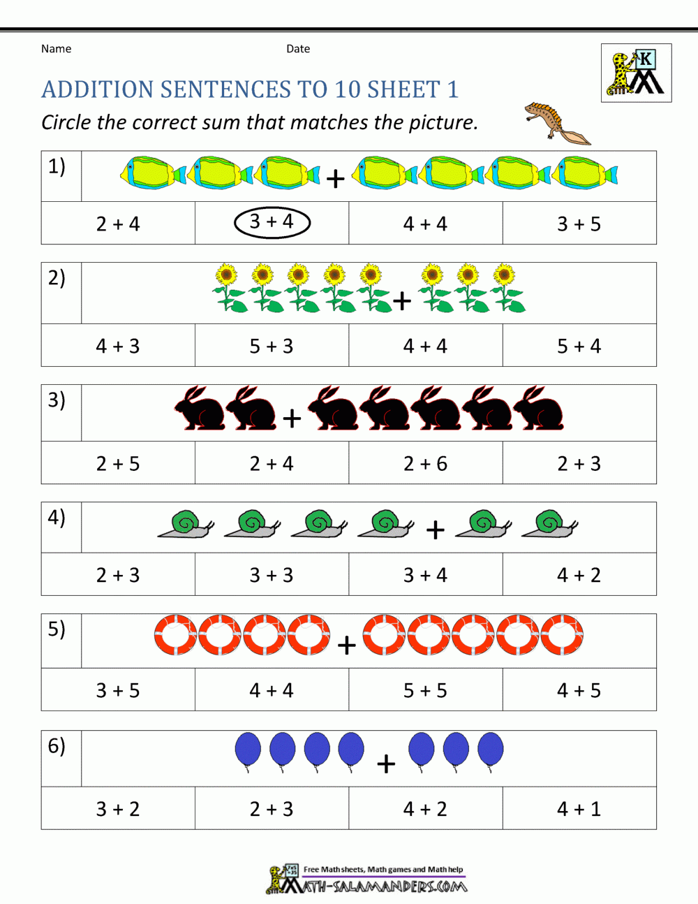 Addition Worksheets For Kindergarten Addition Worksheets For Kindergarten