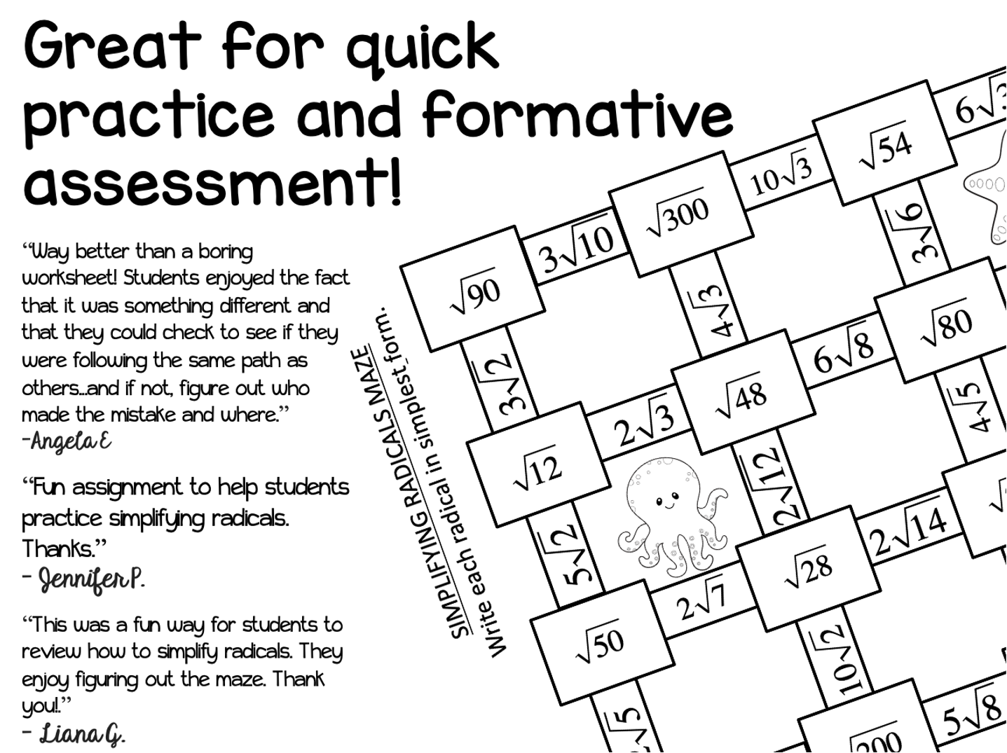 Algebra Simplifying Radicals Maze Made By Teachers Algebra Simplifying Radicals Maze Made By Teachers