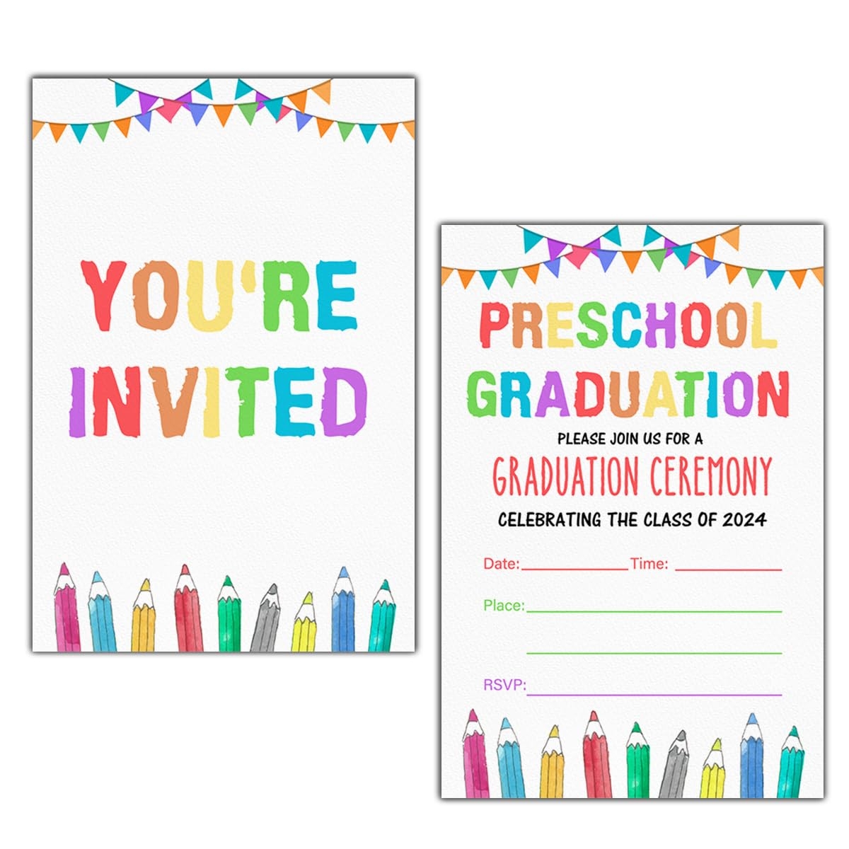 Amazon LyoGao Preschool Graduation Invitations Kindergarten Pre K Elementary Graduation Invitations Fill In Invites Cards With Envelopes 20 