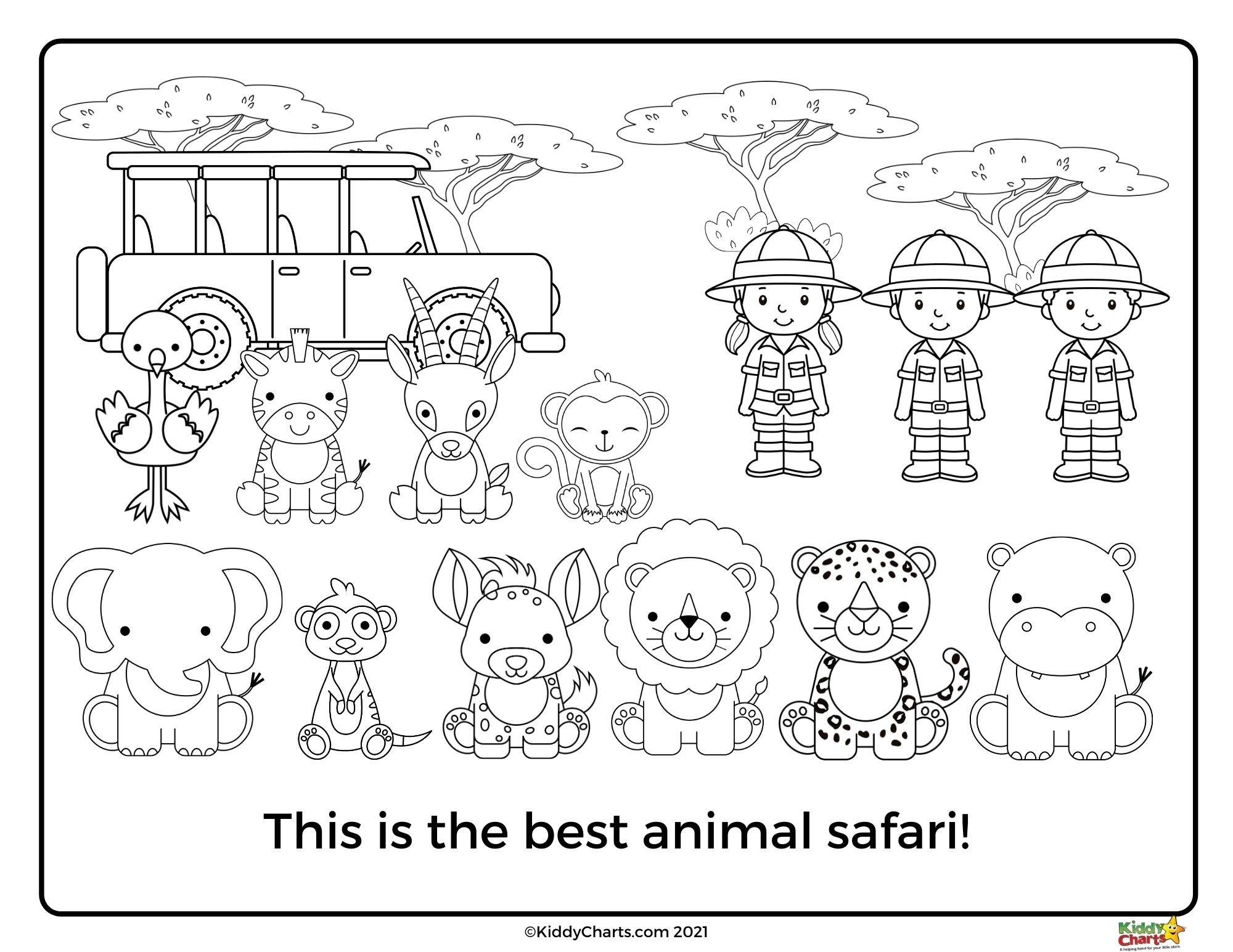 Animal Coloring Pages Animal Safari Counting Coloring Pages 13 Sheets KiddyCharts Shop