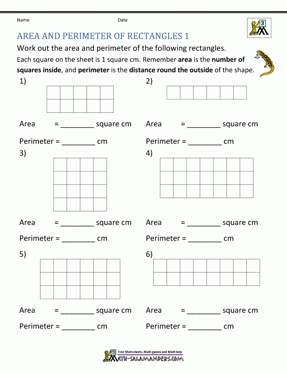 Area And Perimeter Of Rectangle Area And Perimeter Of Rectangle