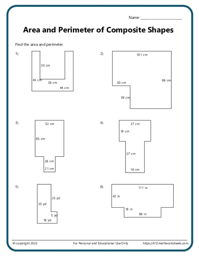 Area And Perimeter Worksheets Area And Perimeter Worksheets