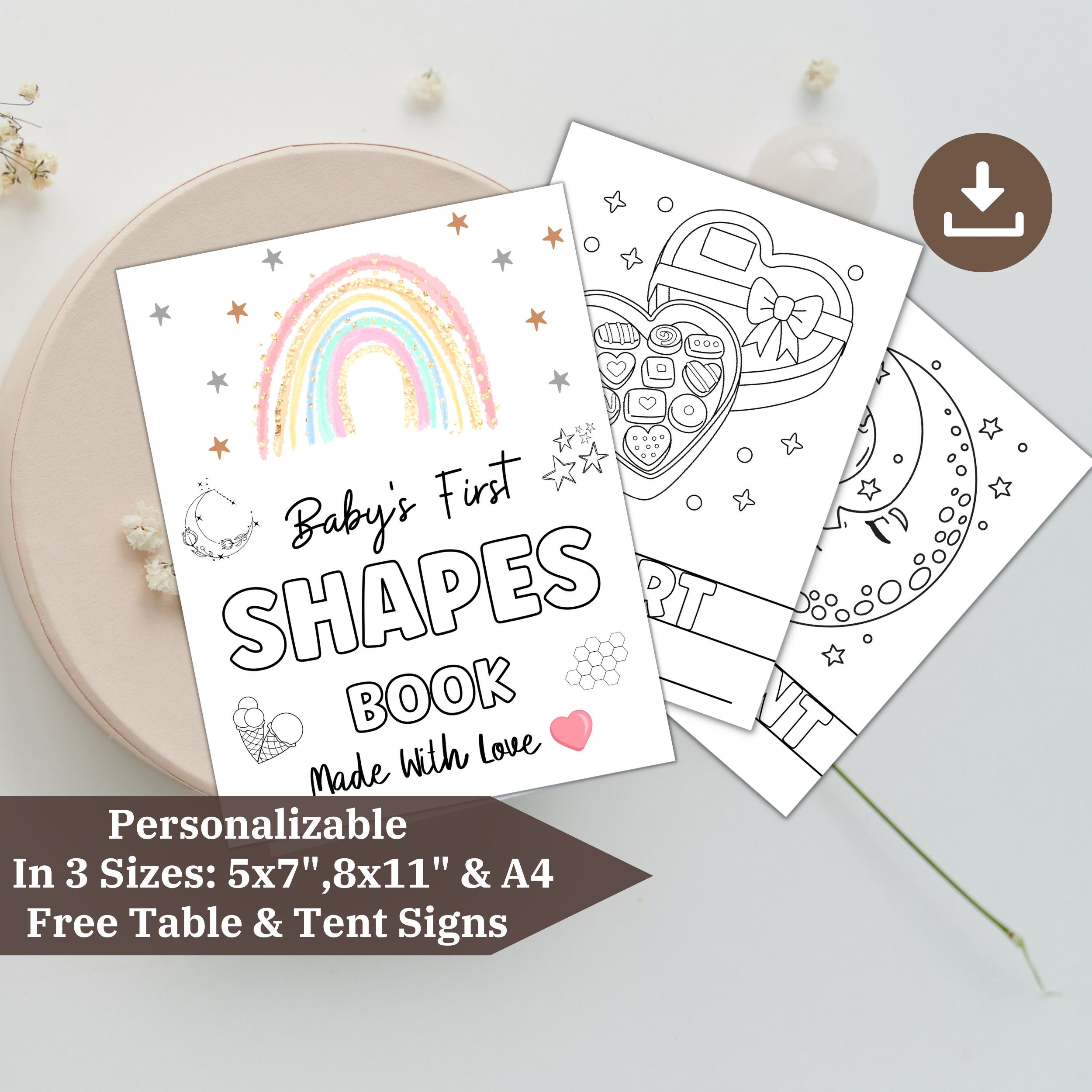 Baby s First Shapes Coloring Book Instant Download Shapes Book 