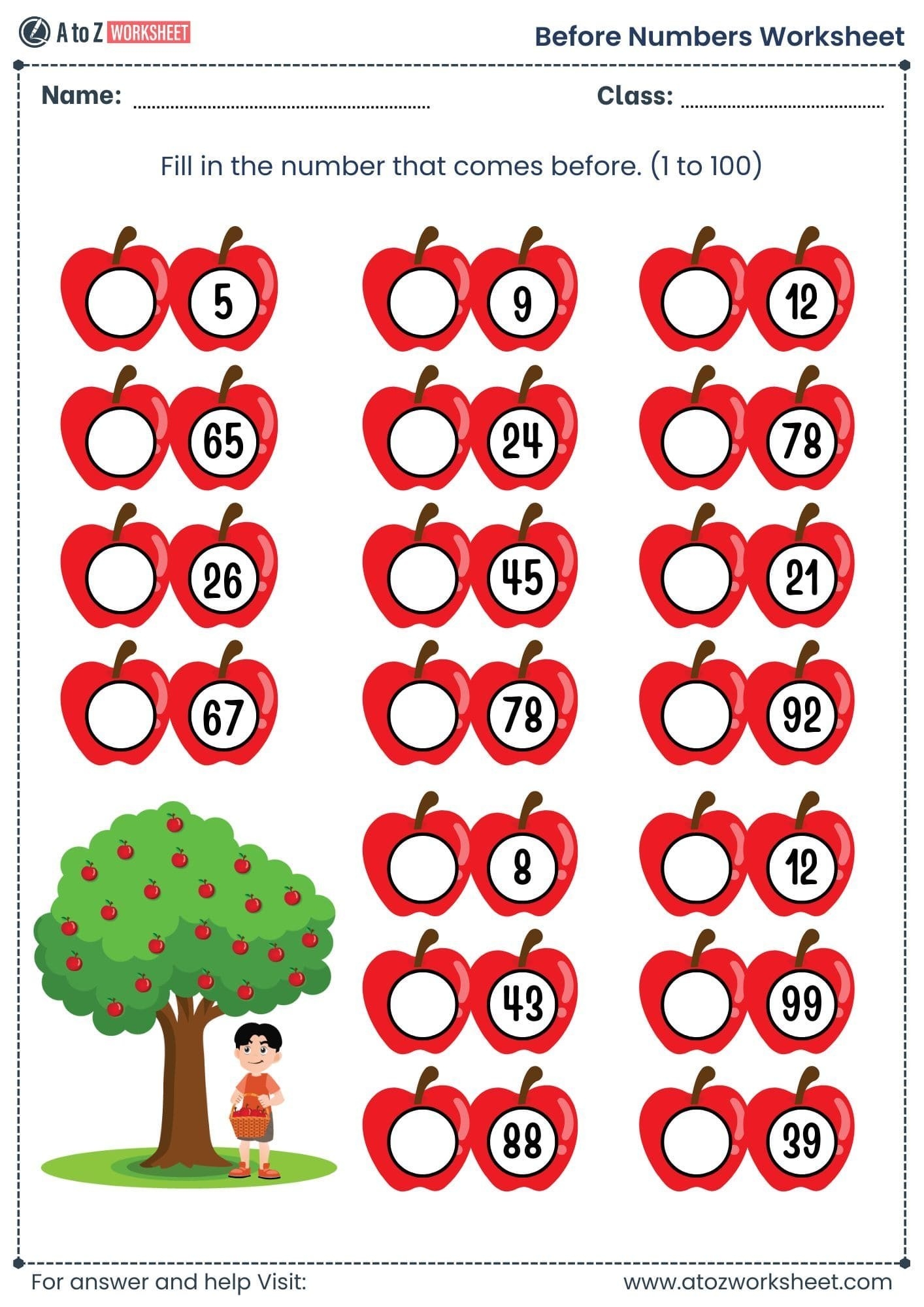 Free Printable Worksheet 1-100