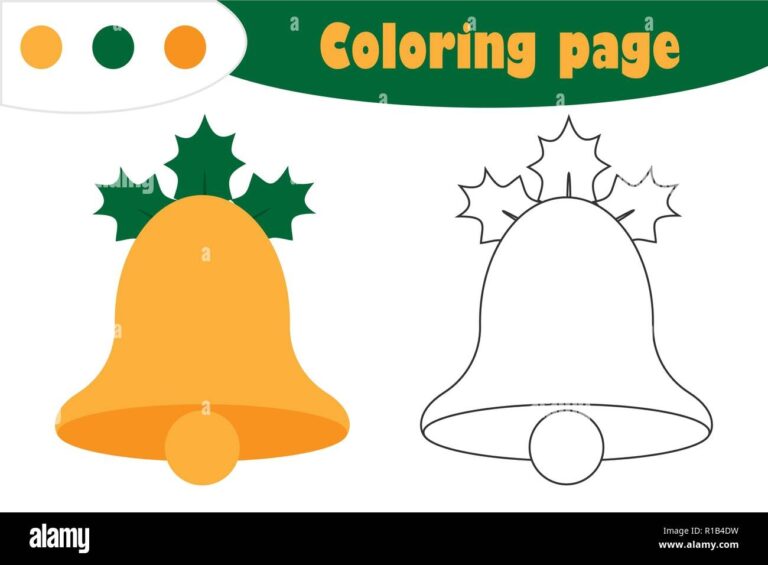 Bell In Cartoon Style Christmas Coloring Page Education Paper