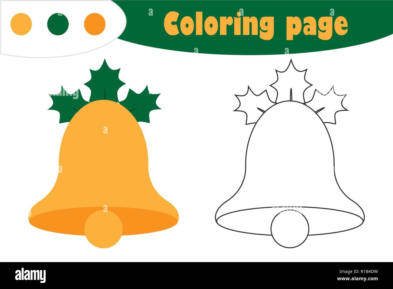 Bell In Cartoon Style Christmas Coloring Page Education Paper 