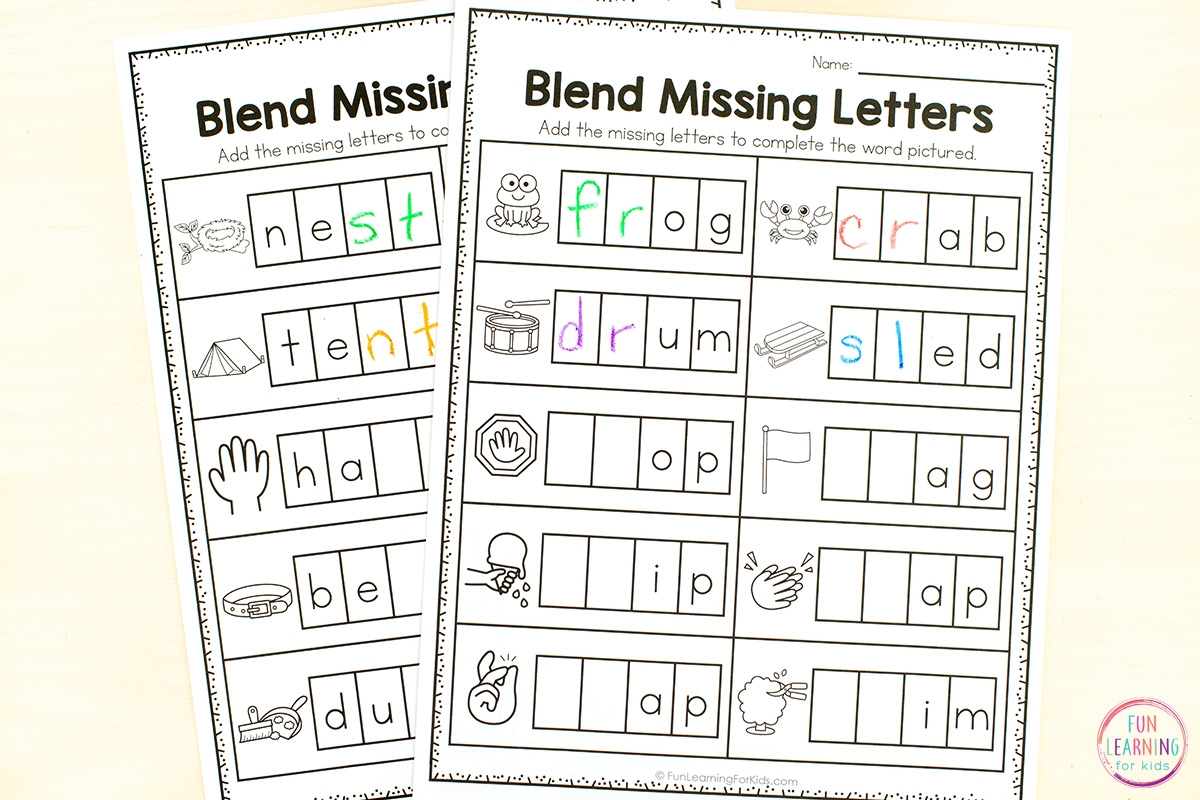 Word Blending Worksheets For Kindergarten