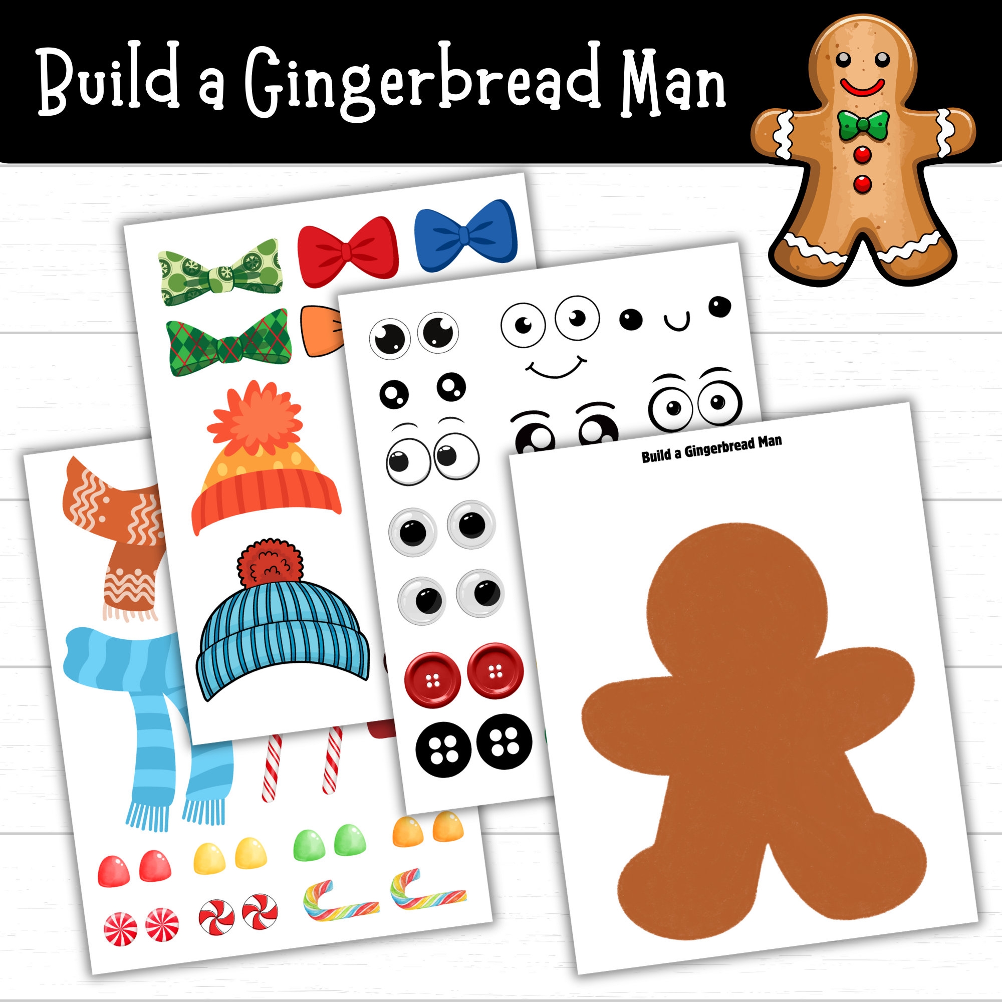 Build A Gingerbread Man Printable Set Decorate A Gingerbread Man Gingerbread Man Activities Design A Gingerbread Man Christmas Printable Etsy UK