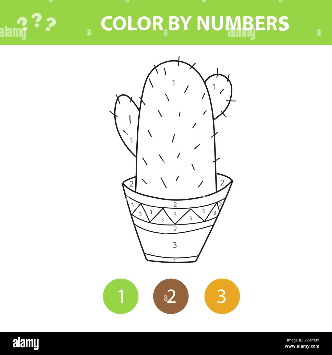 Children Educational Game Coloring Page With Cute Cactus Color By Numbers Printable Activity Worksheet For Pre School Age Stock Vector Image U0026 Art Alamy