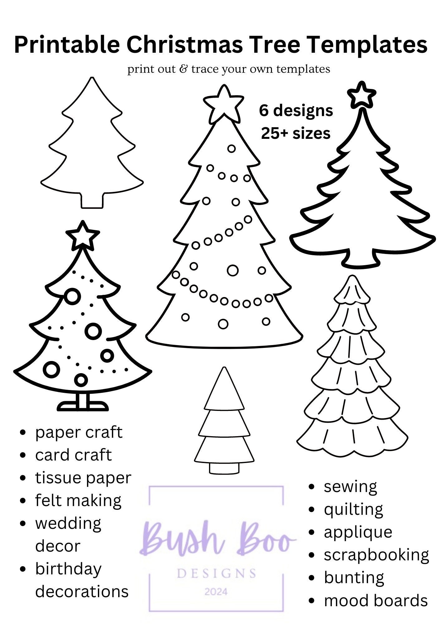 Christmas Tree Templates For Christmas Art 7 Page Festive Templates Paper Craft INSTANT PDF Download Tree Craft Project Kids Craft Activity Etsy Canada