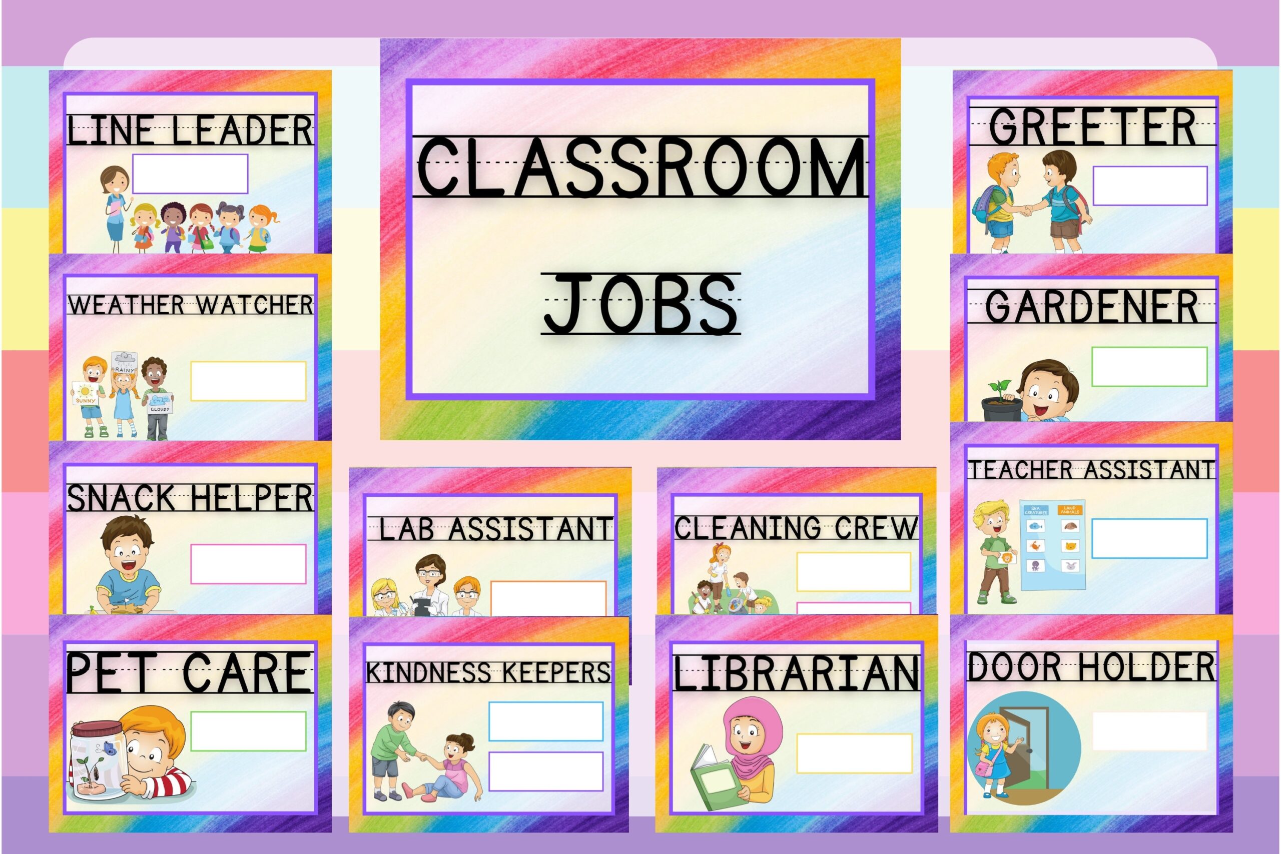 Classroom Job Chart For Your Home Daycare Childcare Preschool Or Classroom Instant Download And Print From Your Home Computer