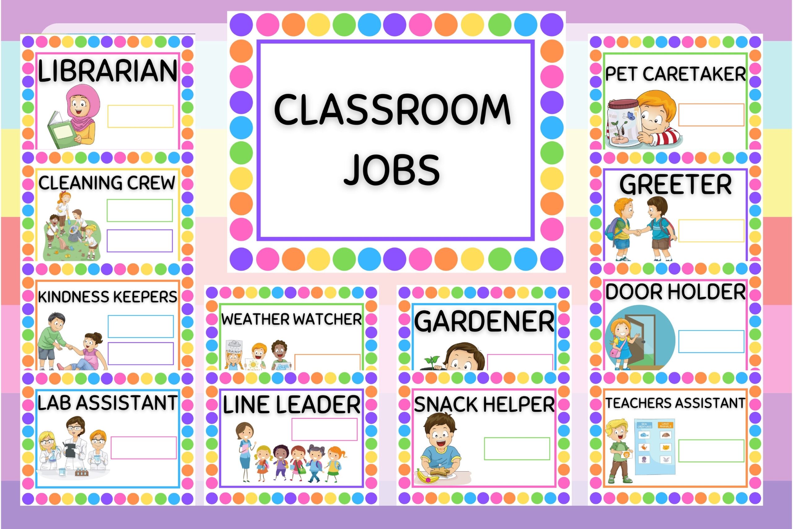 Classroom Job Chart For Your Home Daycare Childcare Preschool Or Classroom Instant Download And Print From Your Home Computer