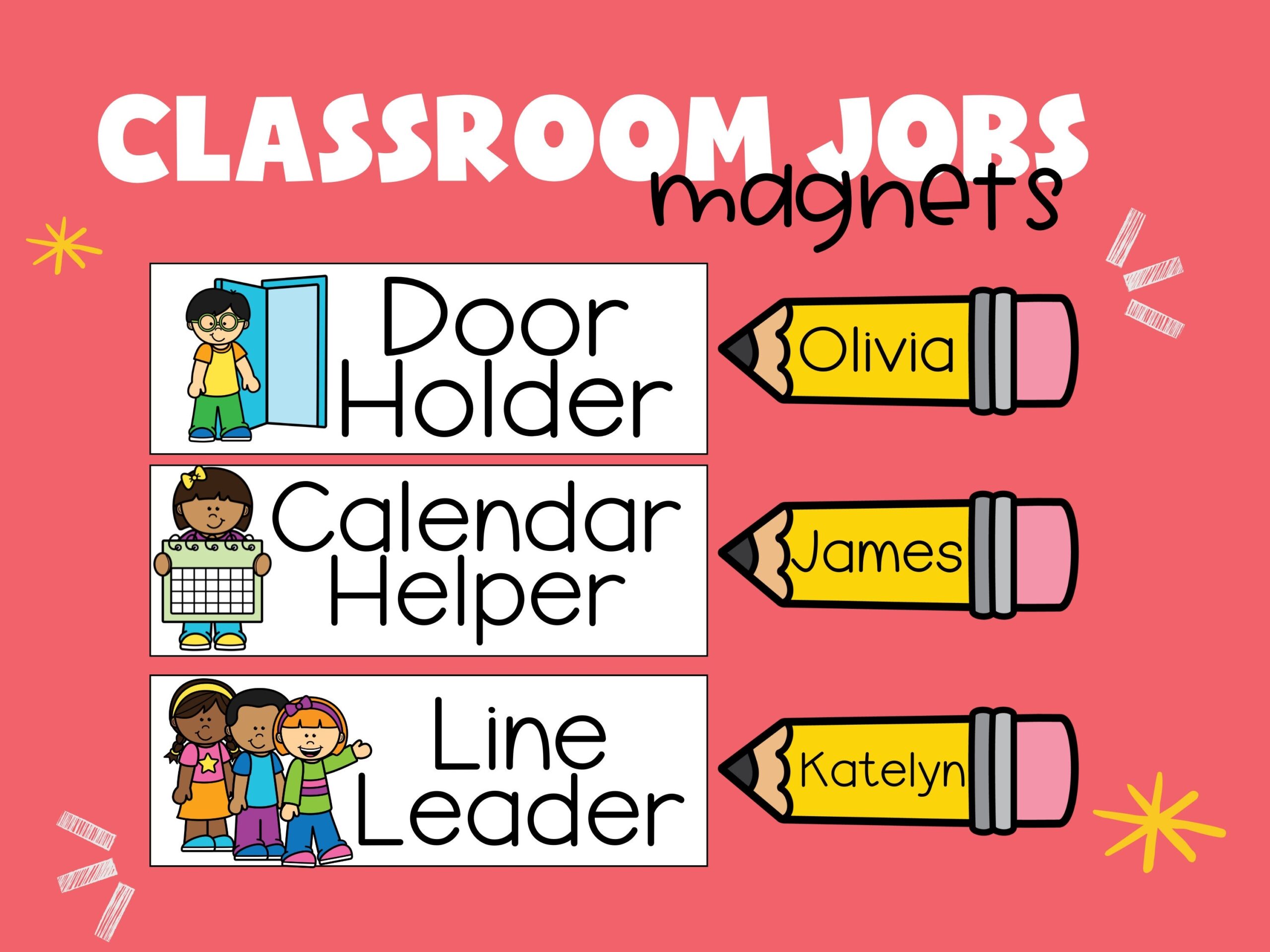 Classroom Jobs Class Helpers Magnet Whiteboard Custom With Clipart 