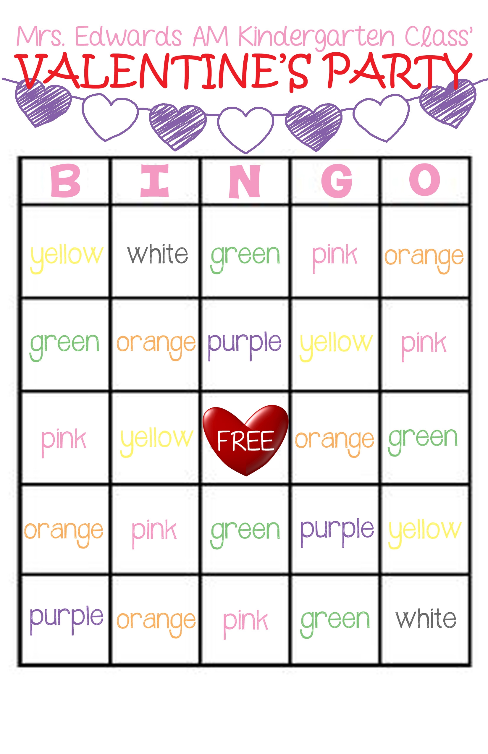 Classroom Valentine s Party Bingo Game FREE Printable Jeni Ro Classroom Valentine s Party Bingo Game FREE Printable Jeni Ro