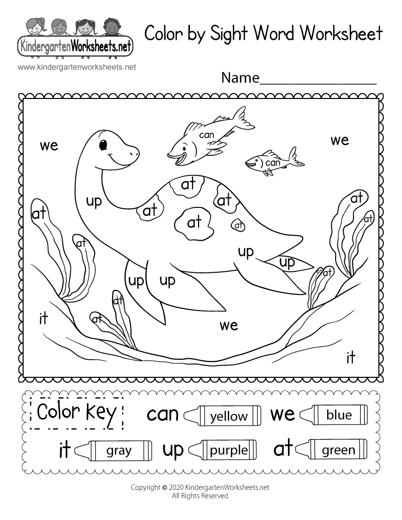 Kindergarten Printable Color Worksheets